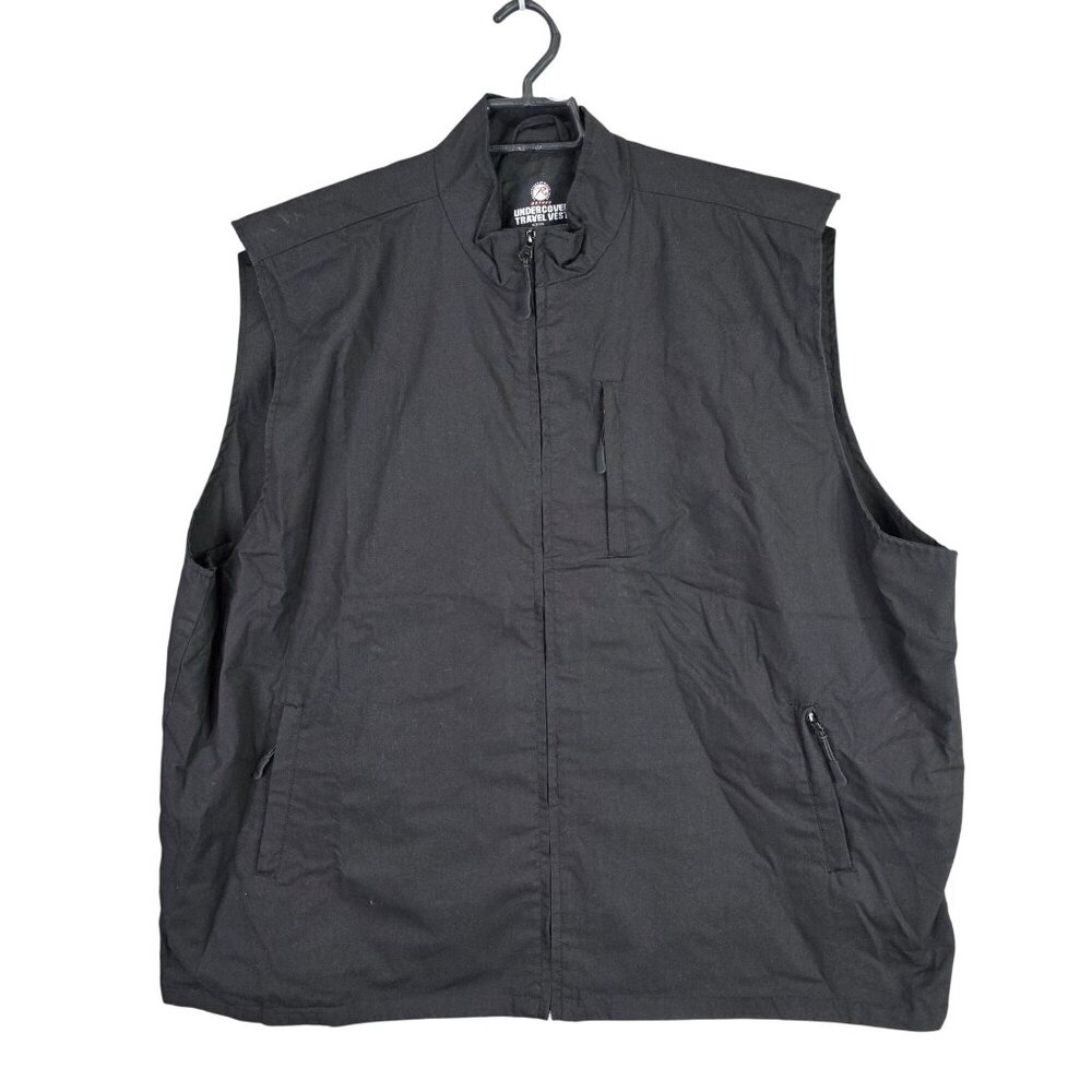 Mens Rothco Undercover Travel Vest Black Full Zip Cotton Blend Pockets Size 3XL